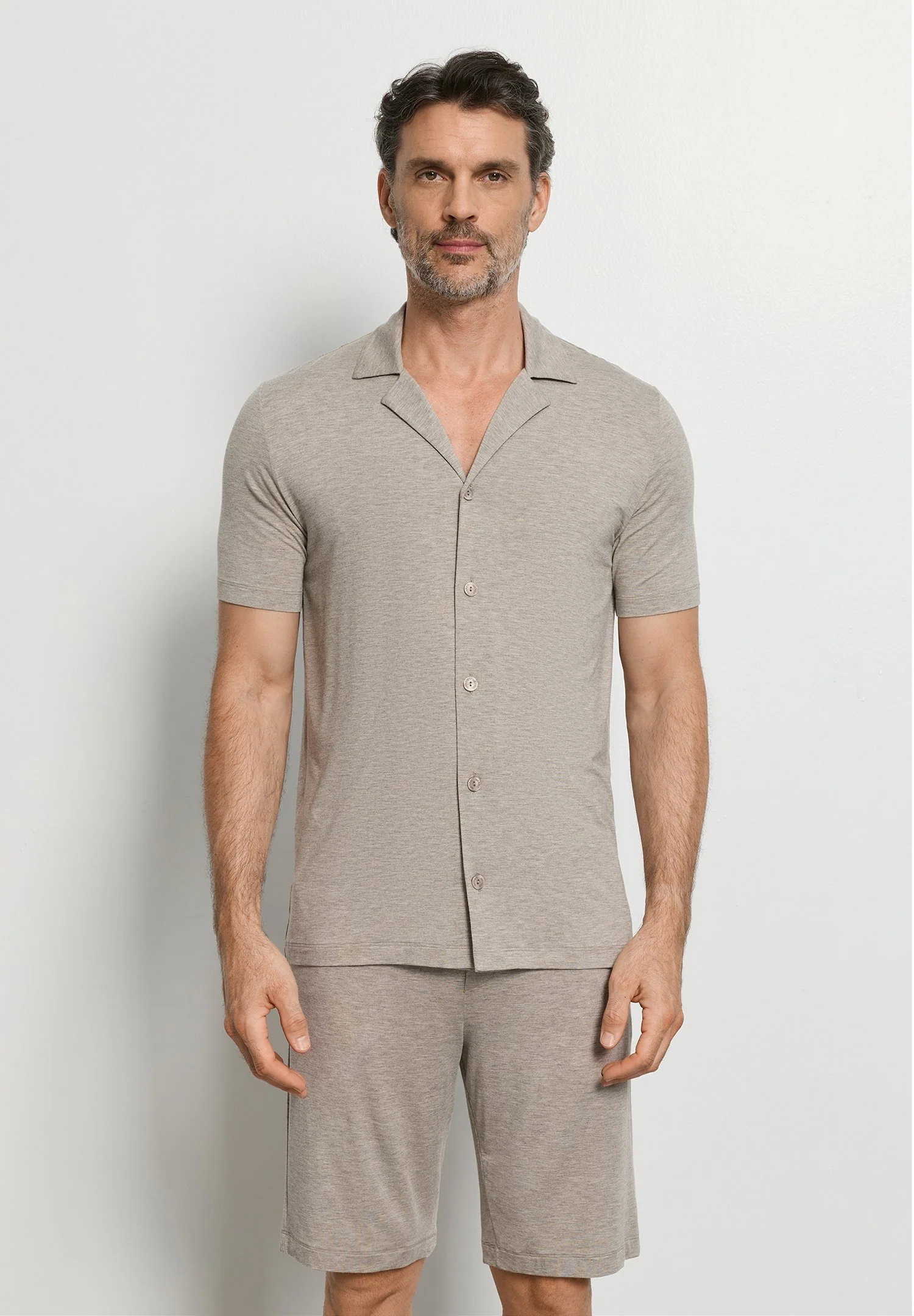 Casuals S/SLV Henley Shirt | hazelnut melange 075992-073115 - Image 3
